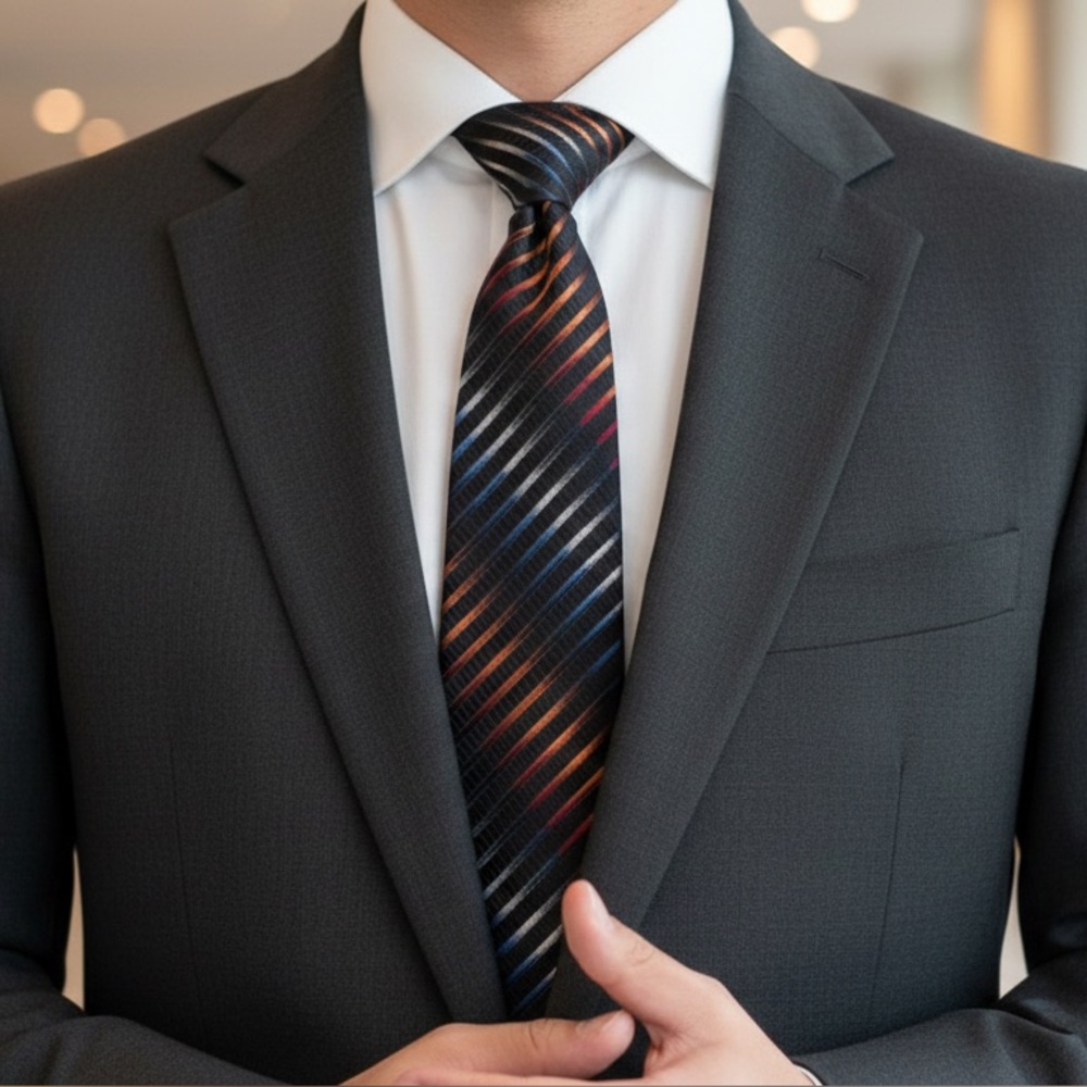 Silk - Striped Multicolor Silk Woven Tie